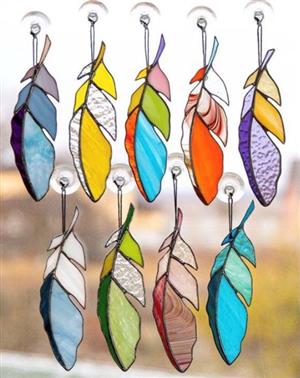 stained glass feathers