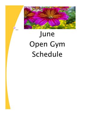 June Open Gym Schedule