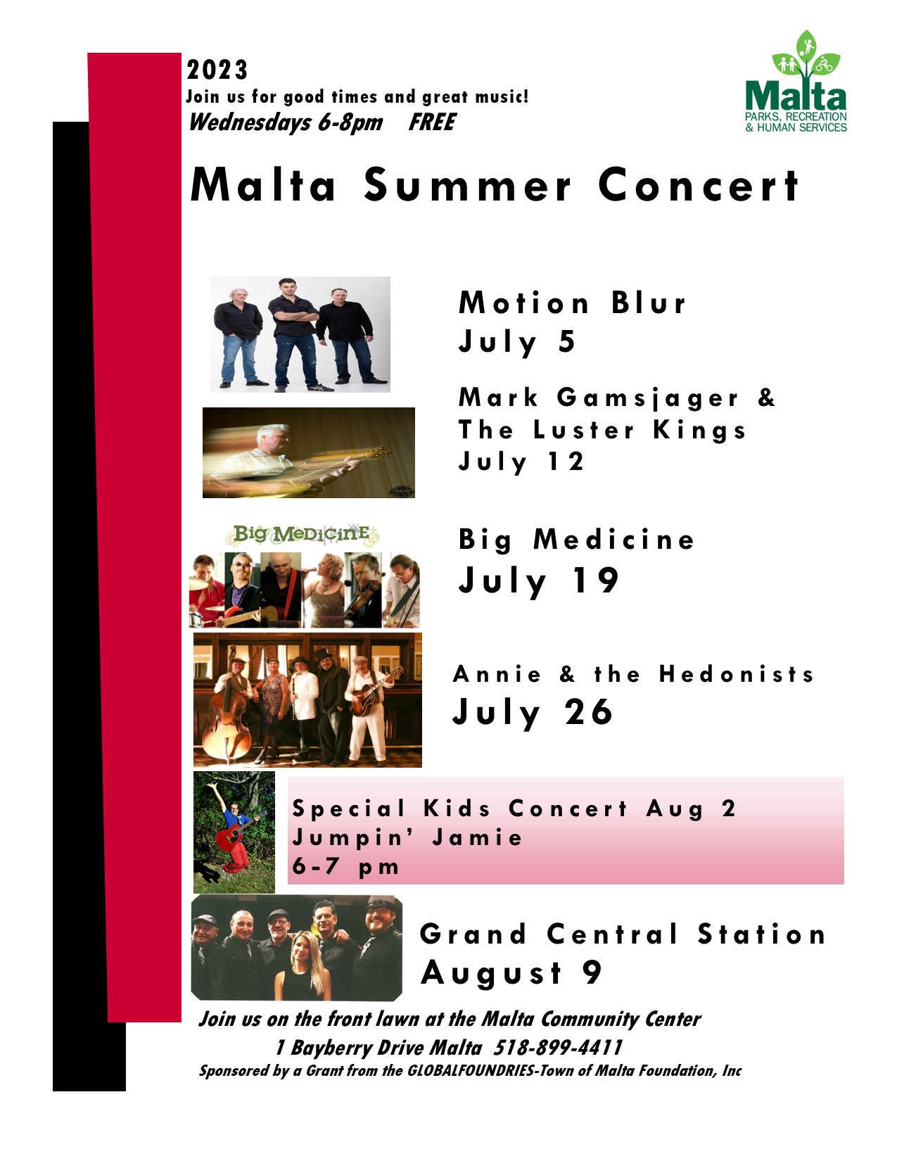 Town of Malta Parks, Recreation & Human Services Summer Concert Series